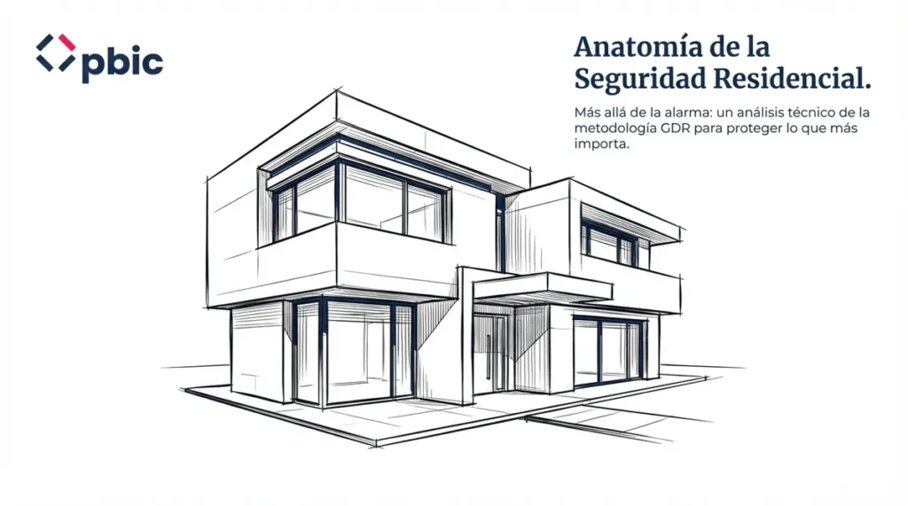 Imagen de una casa de alto estanding junto al texto: anatomía de la seguridad residencial.